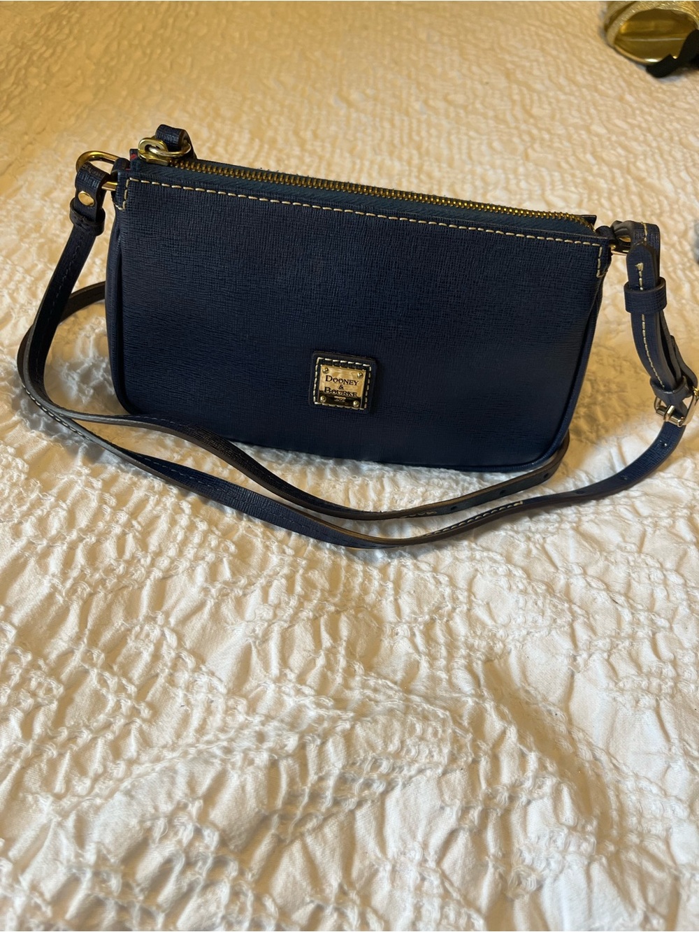 Dooney & Bourke Navy Saffiano Crossbody with Gold Accent